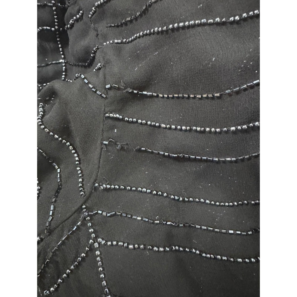 Vintage Black Silk Chiffon Beaded Top Sheer Gatsby Art Deco Party Evening M - Picture 12 of 12
